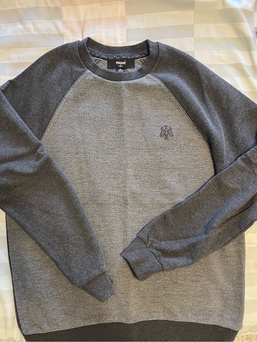 Mavi Two-Tone Gray Raglan Crewneck Sweater